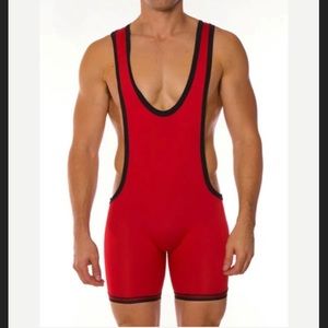 American Jock X Go SoftWear Red Zephyr Mesh Wrestling Singlet